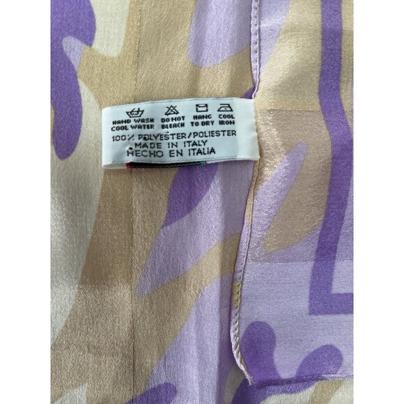 Vintage Symphony Scarfs Made in Italy Polyester Scarf – Purple Beige Abstract Pr - Picture 3 of 4